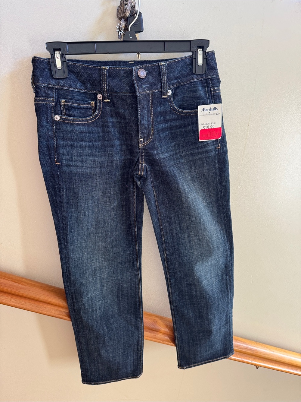 American Eagle Outfitters Dark Blue Cropped Straight Jeans